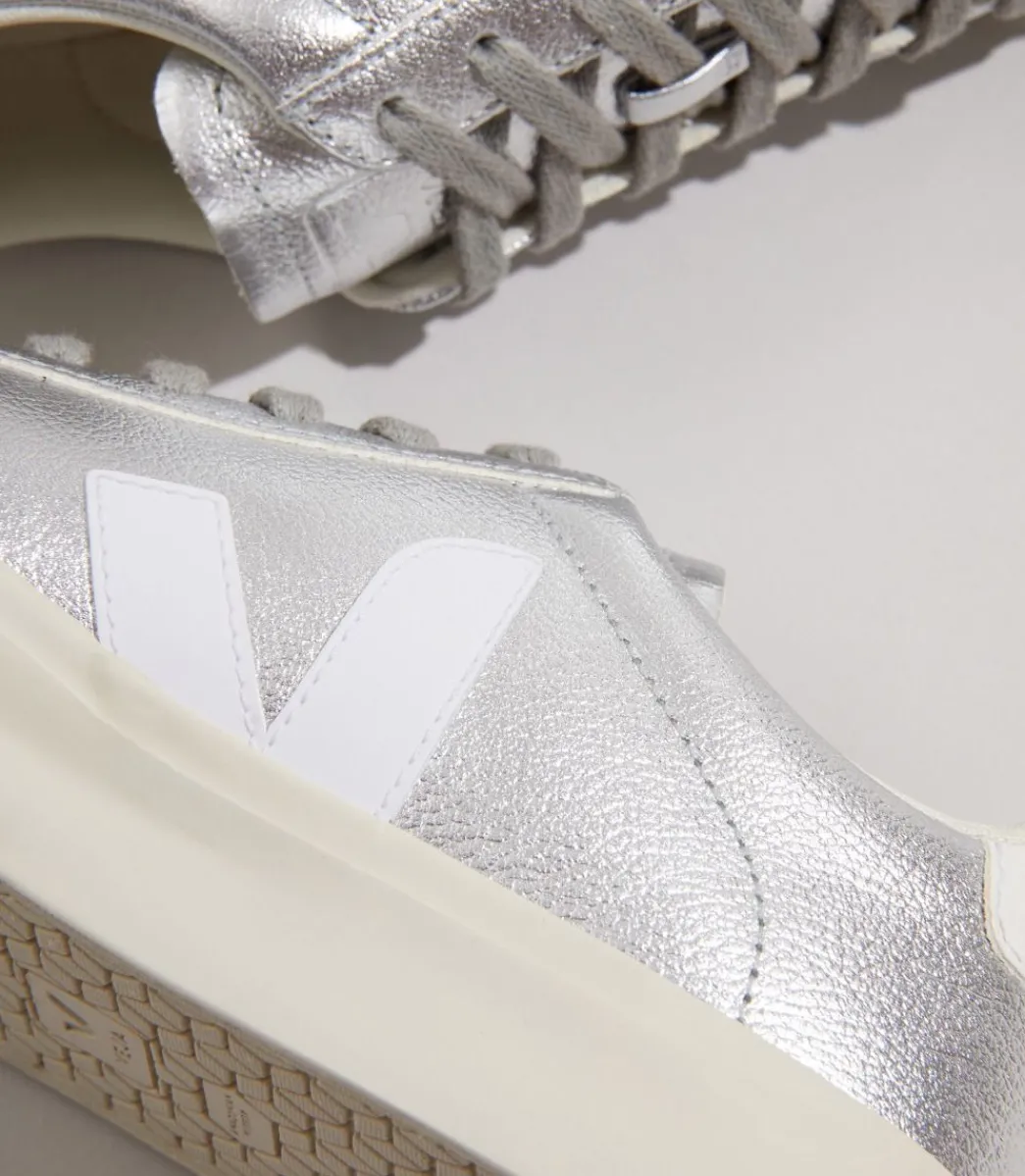 Women VEJA CAMPO LEATHER SILVER WHITE