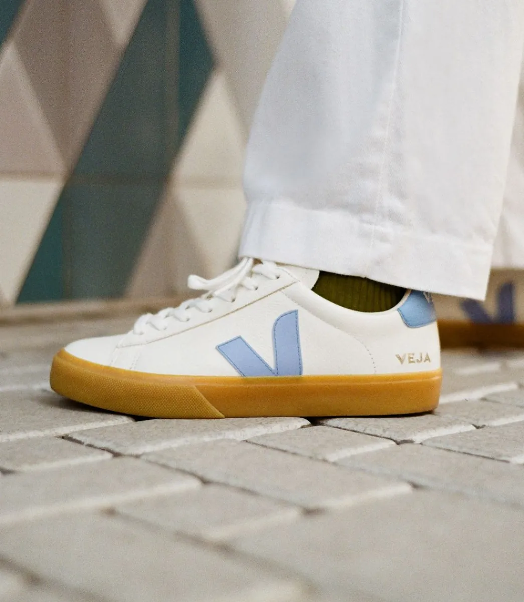 Women VEJA CAMPO LEATHER WHITE AQUA NATURAL
