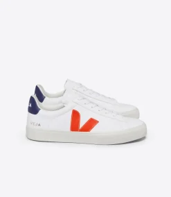 Women VEJA CAMPO LEATHER WHITE COBALT ORANGE FLUO