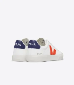 Women VEJA CAMPO LEATHER WHITE COBALT ORANGE FLUO
