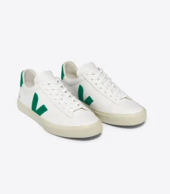 Women VEJA CAMPO LEATHER WHITE EMERAUDE