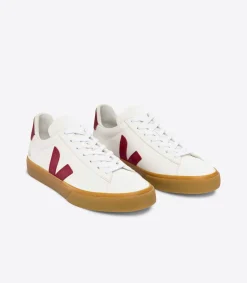 VEJA CAMPO LEATHER WHITE MARSALA NATURAL