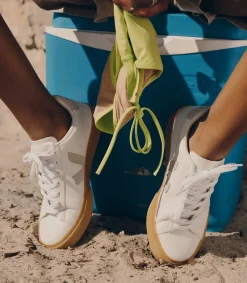 Women VEJA CAMPO LEATHER WHITE NATURAL NATURAL