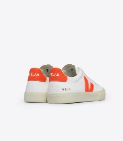 Women VEJA CAMPO LEATHER WHITE ORANGE FLUO