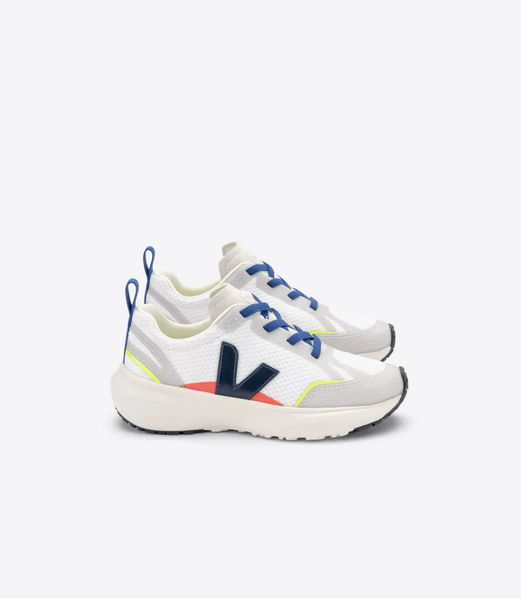 Kids VEJA CANARY ELASTIC LACES ALVEOMESH WHITE NAUTICO