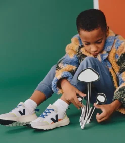 Kids VEJA CANARY ELASTIC LACES ALVEOMESH WHITE NAUTICO