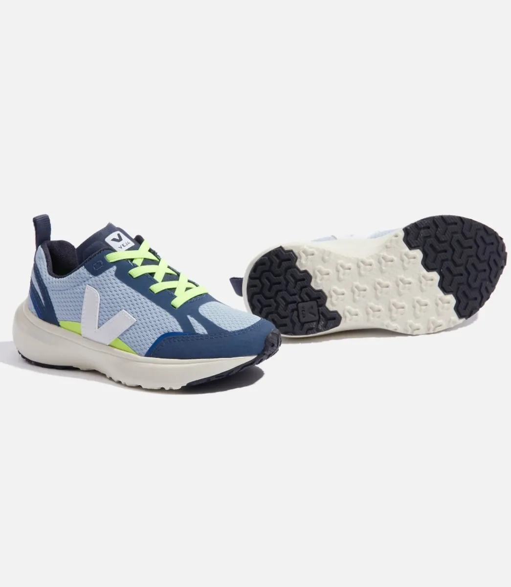 Kids VEJA CANARY ELASTIC LACES ALVEOMESH STEEL WHITE