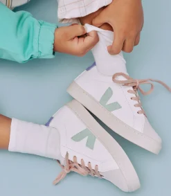 Kids VEJA ESPLAR LACES LEATHER WHITE MATCHA LAVANDE