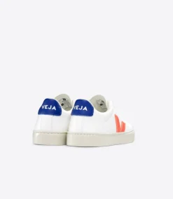 Kids VEJA ESPLAR LACES LEATHER WHITE ORANGE FLUO