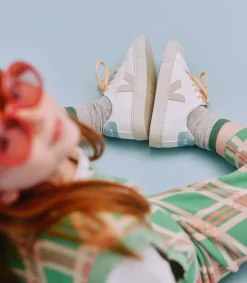 Kids VEJA ESPLAR LACES LEATHER WHITE SABLE STEEL