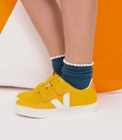 Kids VEJA ESPLAR LEATHER OURO WHITE