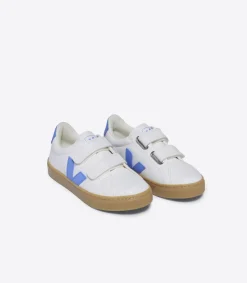Kids VEJA ESPLAR LEATHER WHITE AQUA NATURAL