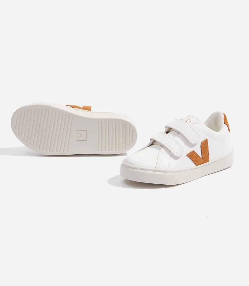 Kids VEJA ESPLAR LEATHER WHITE CAMEL