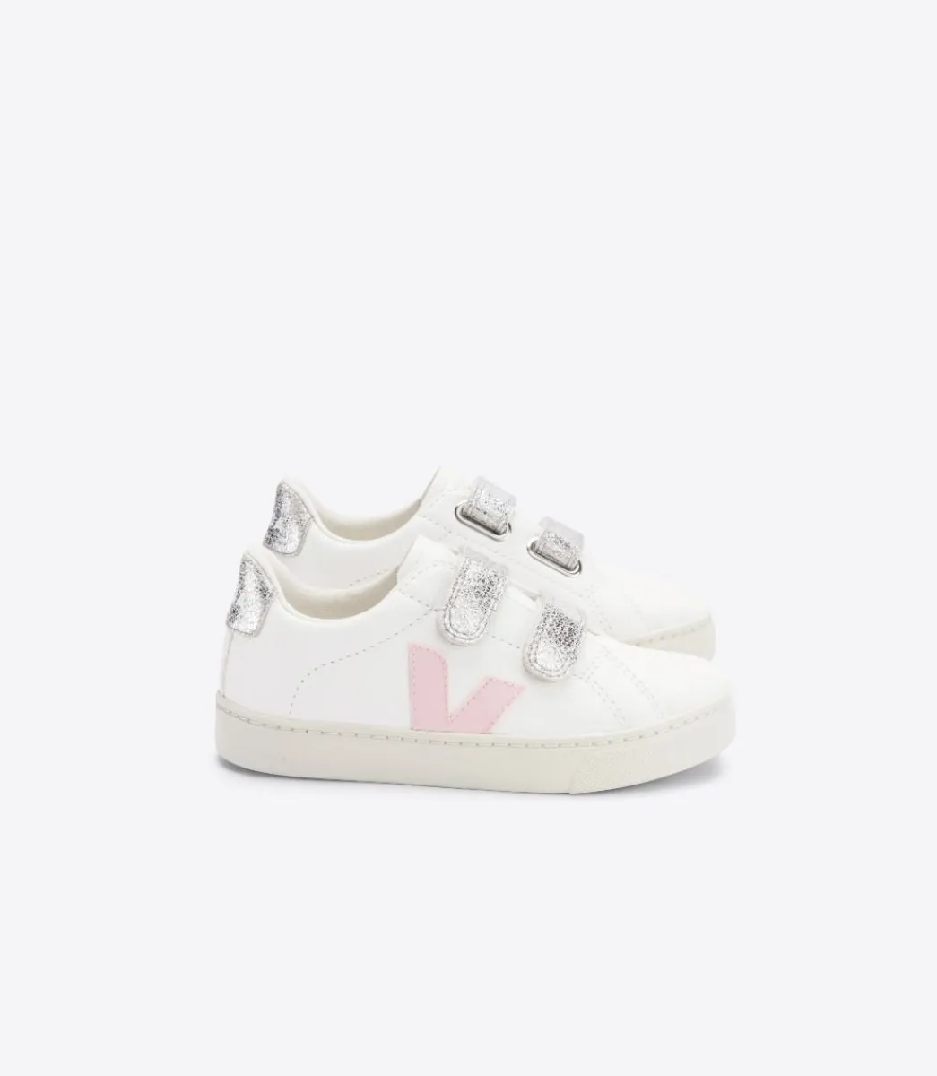 Kids VEJA ESPLAR LEATHER WHITE PETALE SILVER