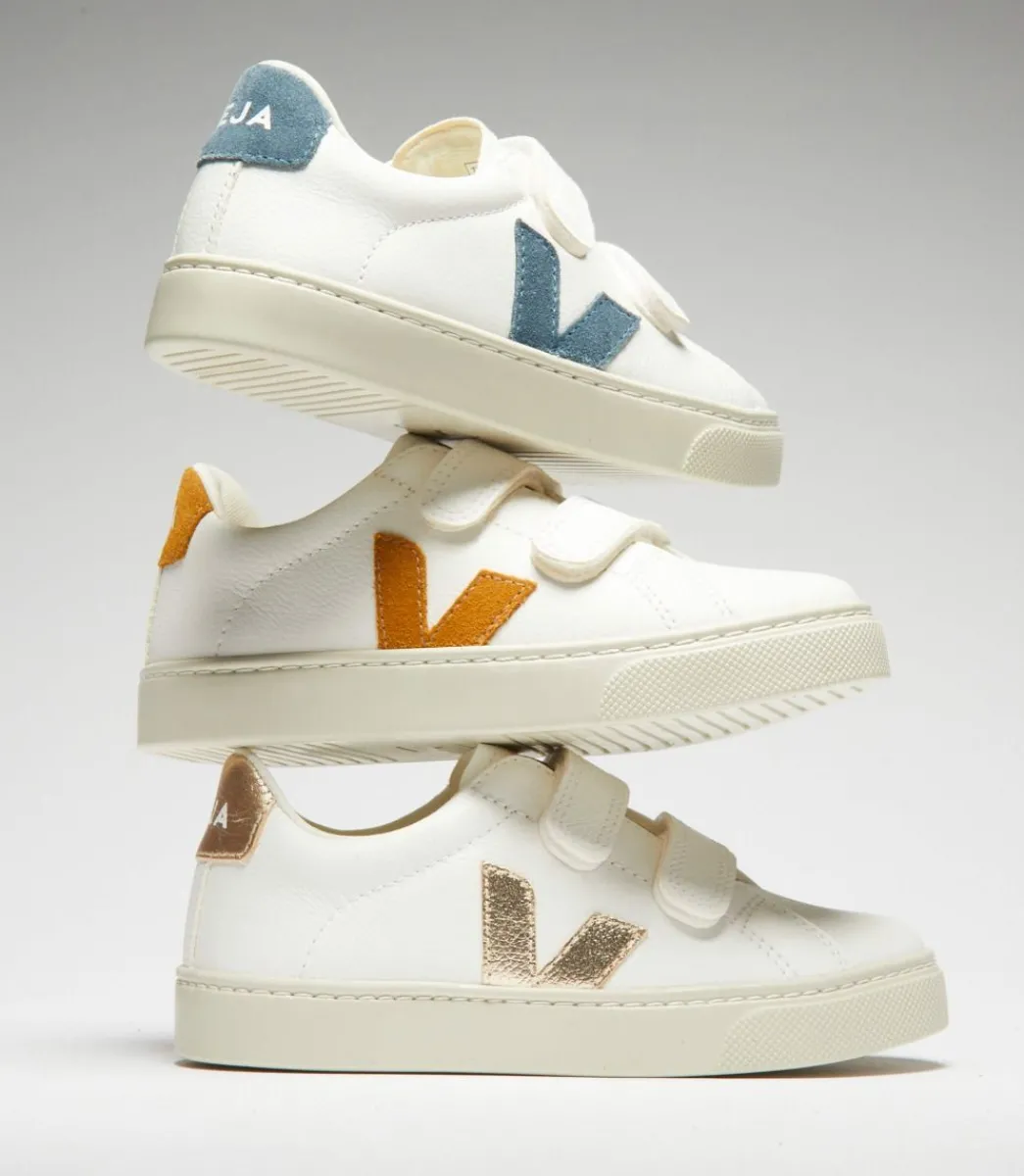 Kids VEJA ESPLAR LEATHER WHITE PLATINE