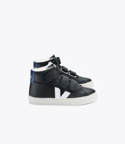 Kids VEJA ESPLAR MID FURED LEATHER BLACK COBALT