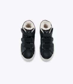Kids VEJA ESPLAR MID FURED LEATHER BLACK COBALT