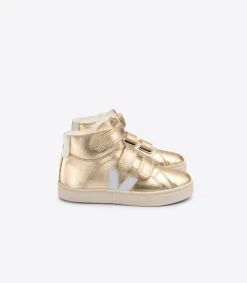 Kids VEJA ESPLAR MID FURED LEATHER PLATINE WHITE
