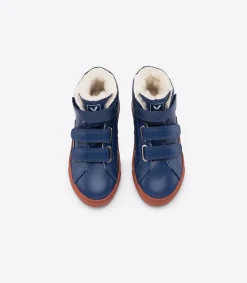 Kids VEJA ESPLAR MID FURED LEATHER COBALT RUST
