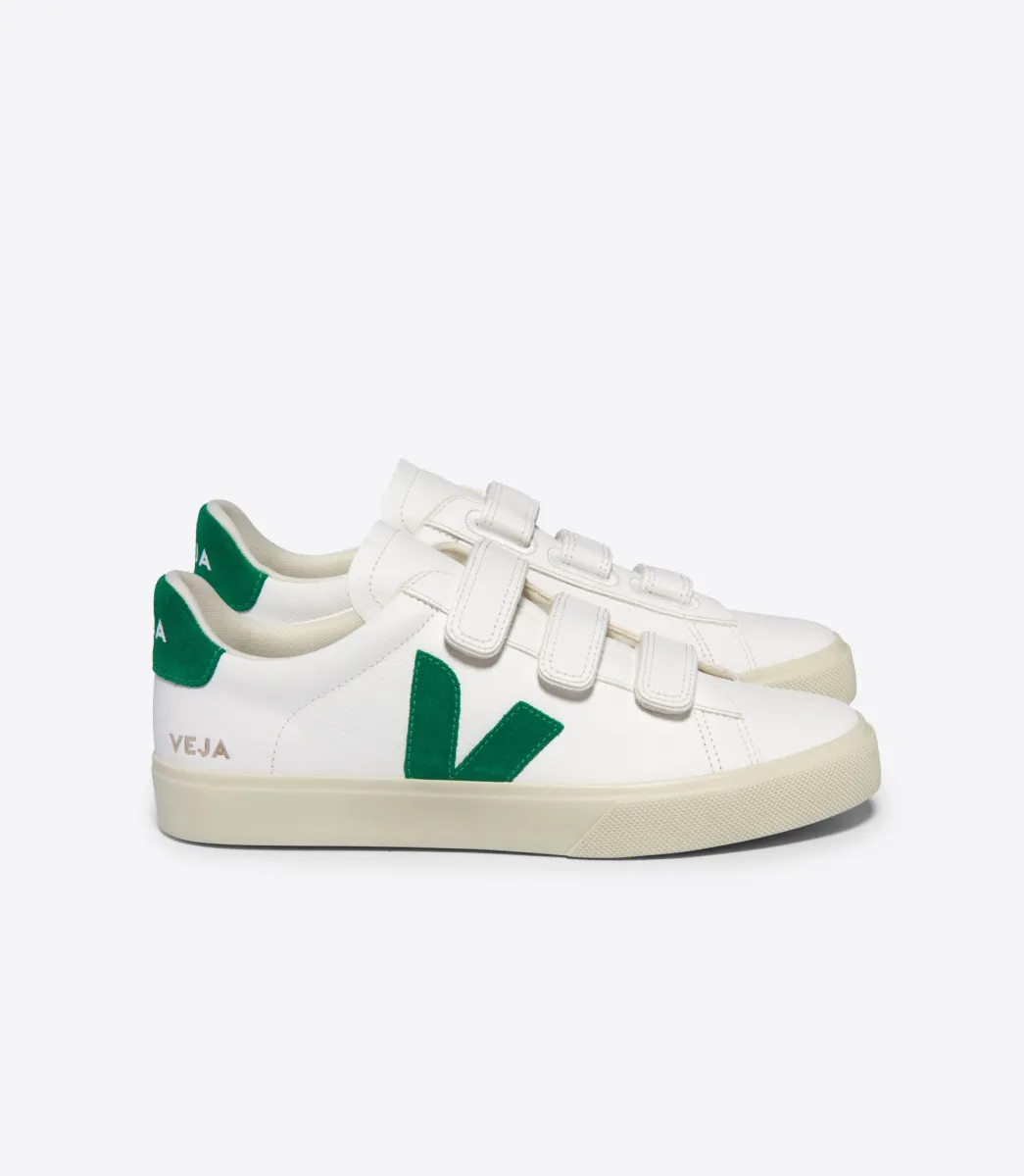 Women VEJA RECIFE LEATHER WHITE EMERAUDE