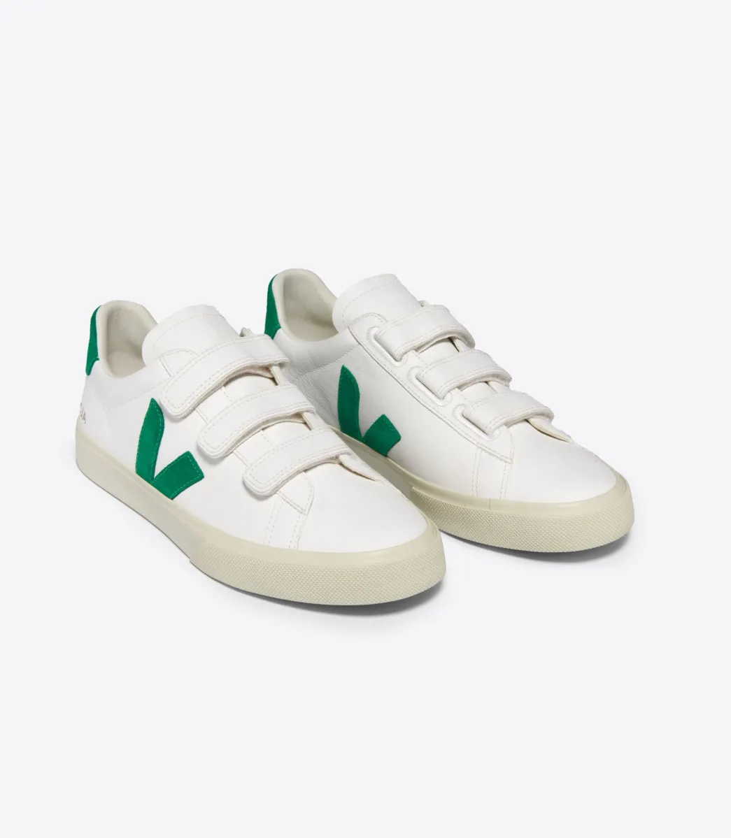 Women VEJA RECIFE LEATHER WHITE EMERAUDE