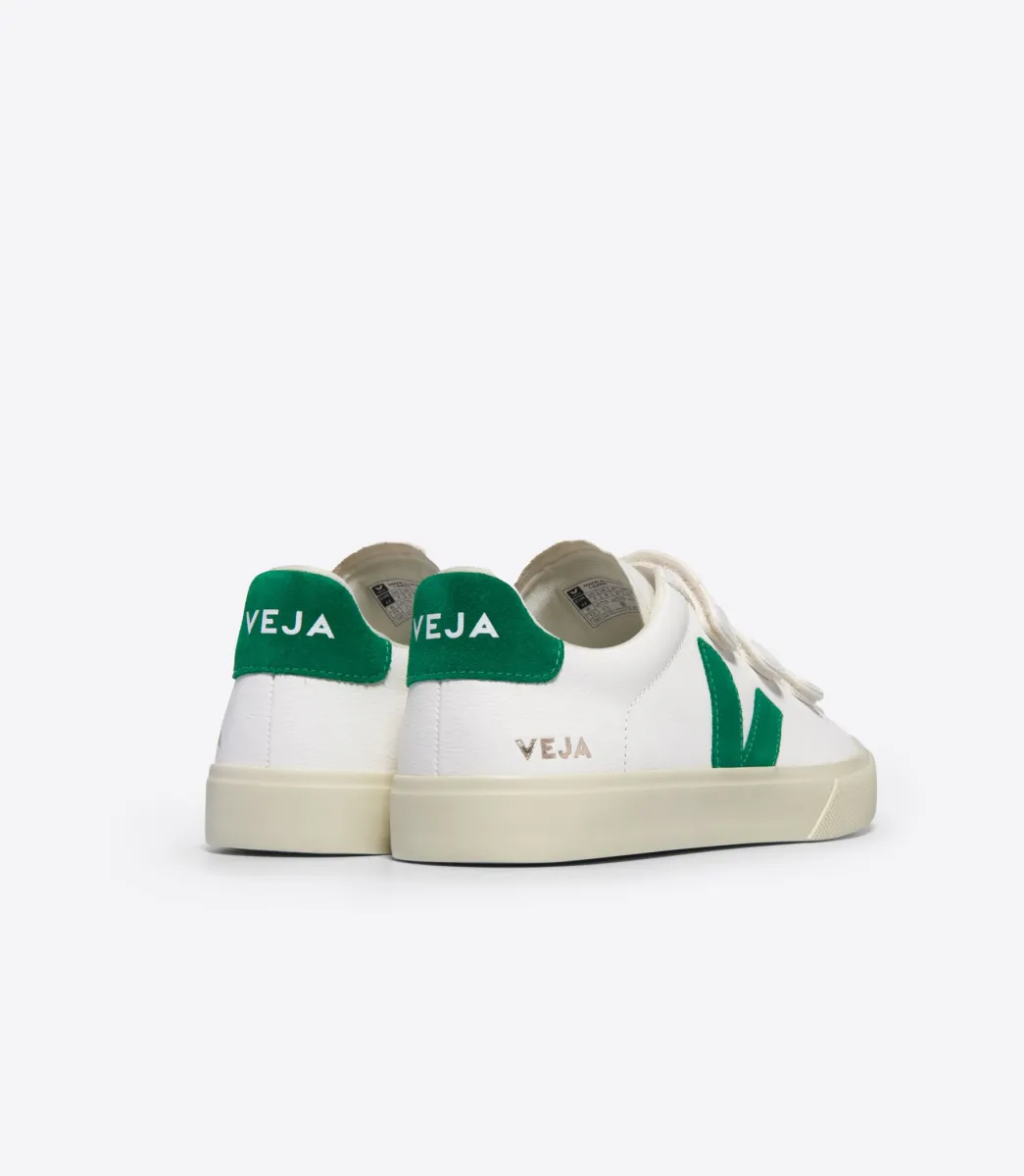 Women VEJA RECIFE LEATHER WHITE EMERAUDE