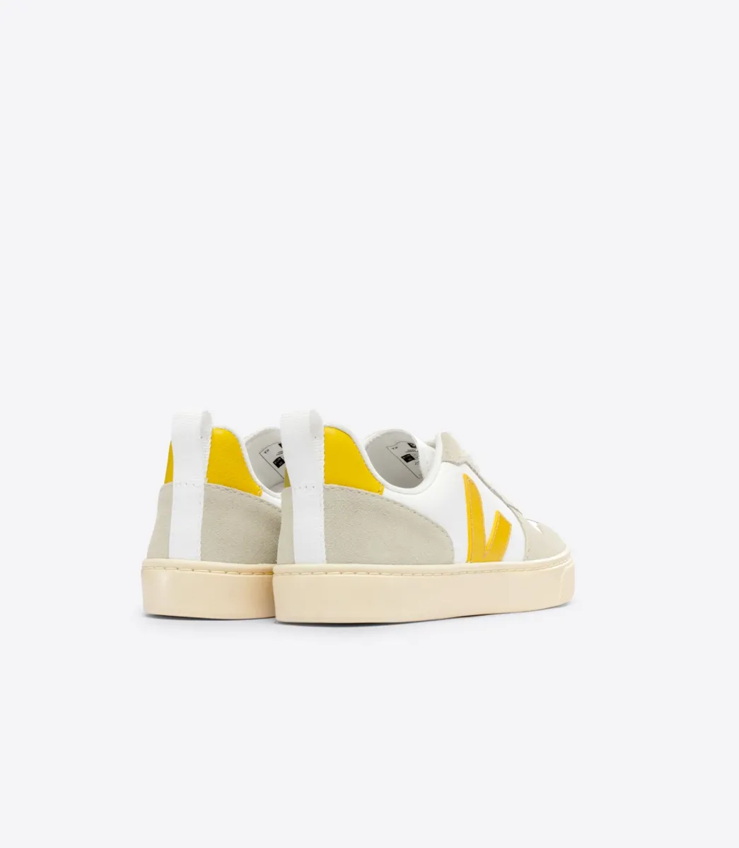 Kids VEJA V-10 LEATHER WHITE OURO ALMOND