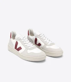 VEJA V-10 B-MESH WHITE NATURAL MARSALA