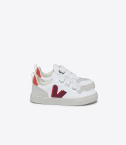 Kids VEJA V-10 CWL WHITE MARSALA ORANGE FLUO