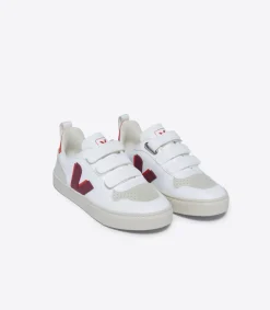Kids VEJA V-10 CWL WHITE MARSALA ORANGE FLUO