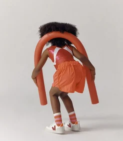 Kids VEJA V-10 CWL WHITE MARSALA ORANGE FLUO