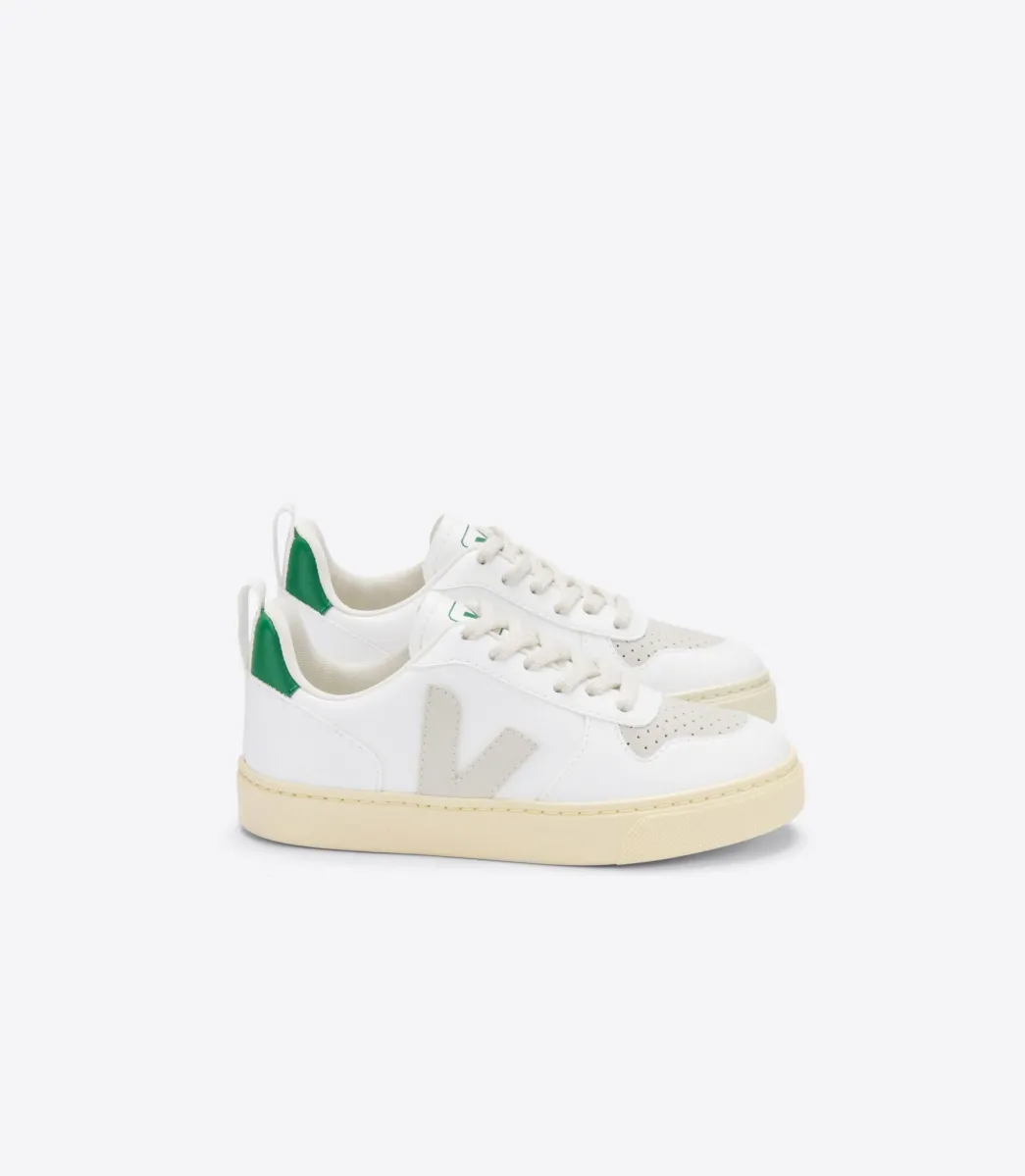 Kids VEJA V-10 LACES CWL WHITE PIERRE EMERAUDE