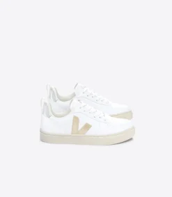 Kids VEJA V-10 LACES CWL WHITE PLATINE SILVER