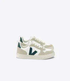 Kids VEJA V-10 LACES LEATHER WHITE BRITTANY ALMOND