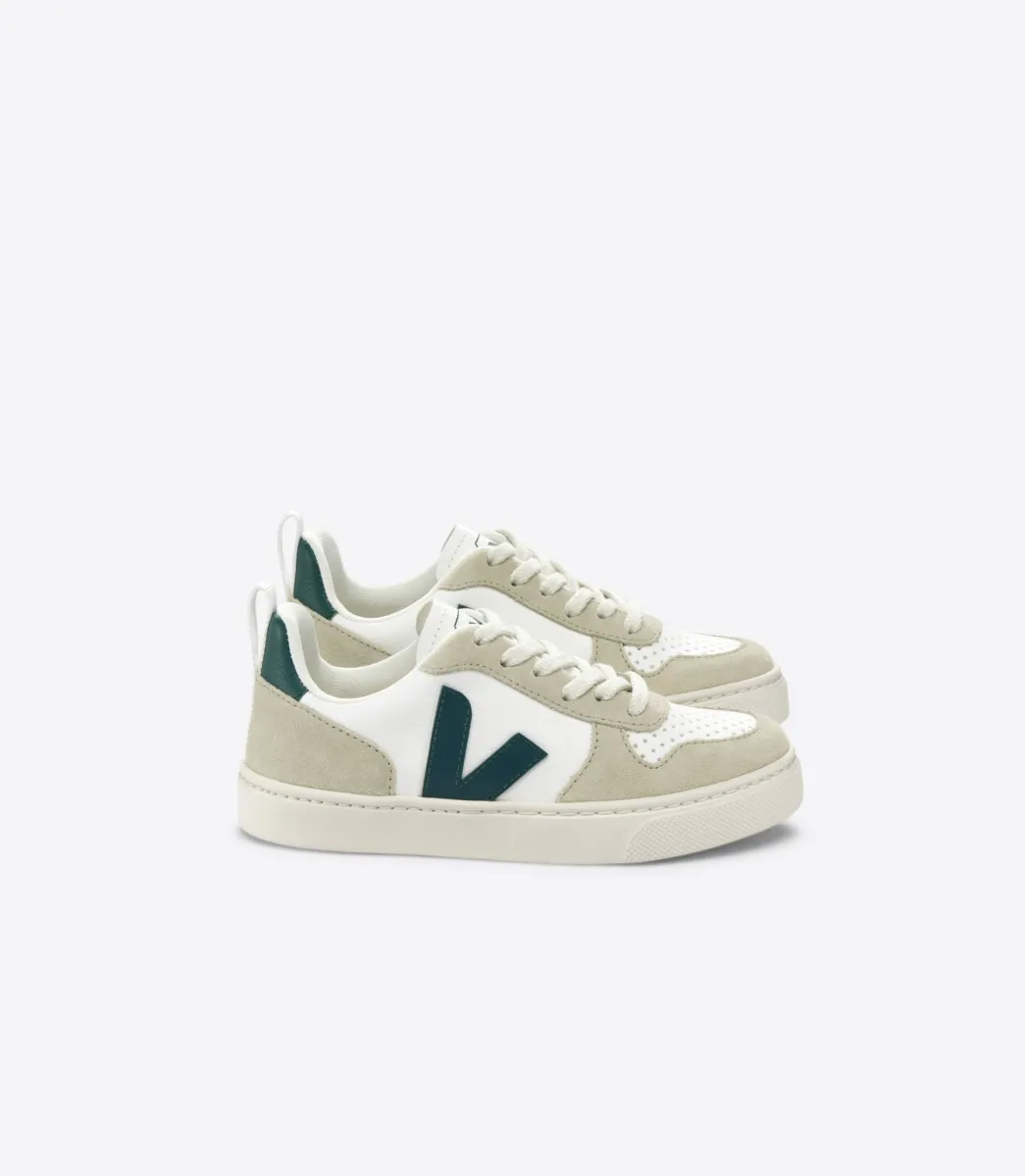 Kids VEJA V-10 LACES LEATHER WHITE BRITTANY ALMOND