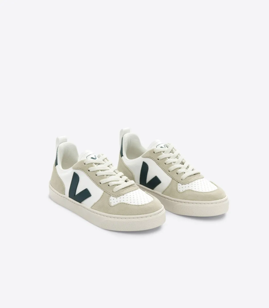 Kids VEJA V-10 LACES LEATHER WHITE BRITTANY ALMOND