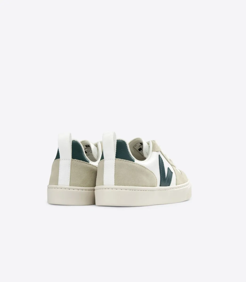 Kids VEJA V-10 LACES LEATHER WHITE BRITTANY ALMOND