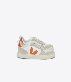 Kids VEJA V-10 LACES LEATHER WHITE FURY ALMOND