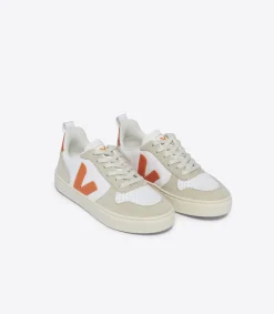 Kids VEJA V-10 LACES LEATHER WHITE FURY ALMOND
