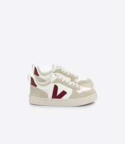 Kids VEJA V-10 LACES LEATHER WHITE MARSALA ALMOND