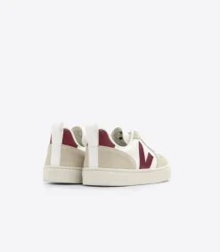 Kids VEJA V-10 LACES LEATHER WHITE MARSALA ALMOND