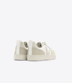 Kids VEJA V-10 LACES LEATHER WHITE NATURAL ALMOND