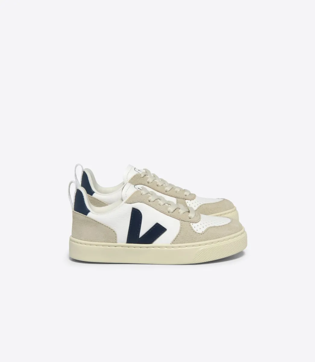 Kids VEJA V-10 LACES LEATHER WHITE NAUTICO ALMOND