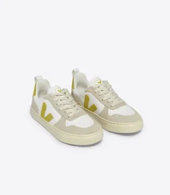 Kids VEJA V-10 LACES WHITE LIQUOR ALMOND