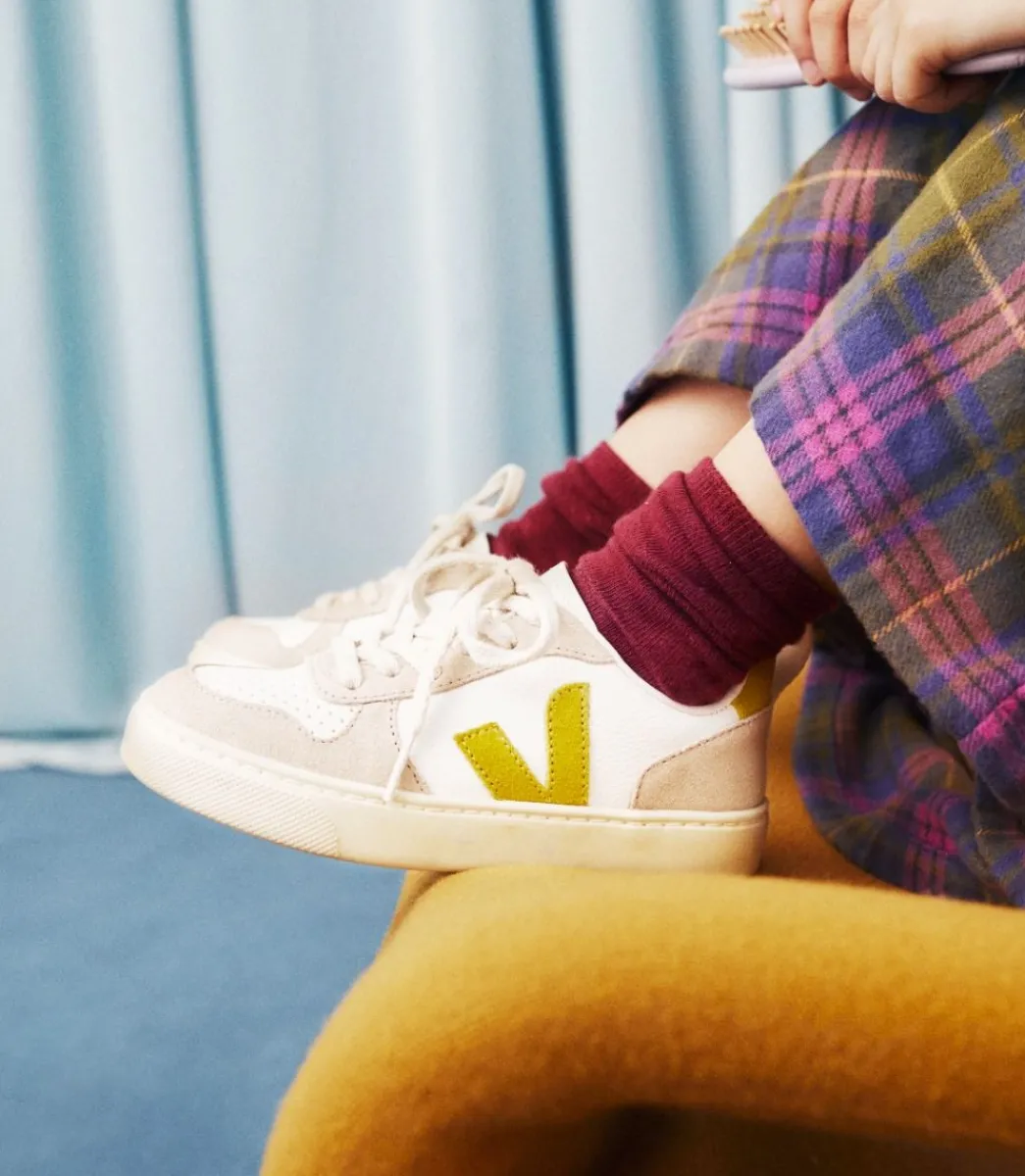 Kids VEJA V-10 LACES WHITE LIQUOR ALMOND