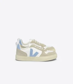 Kids VEJA V-10 LACES WHITE STEEL ALMOND