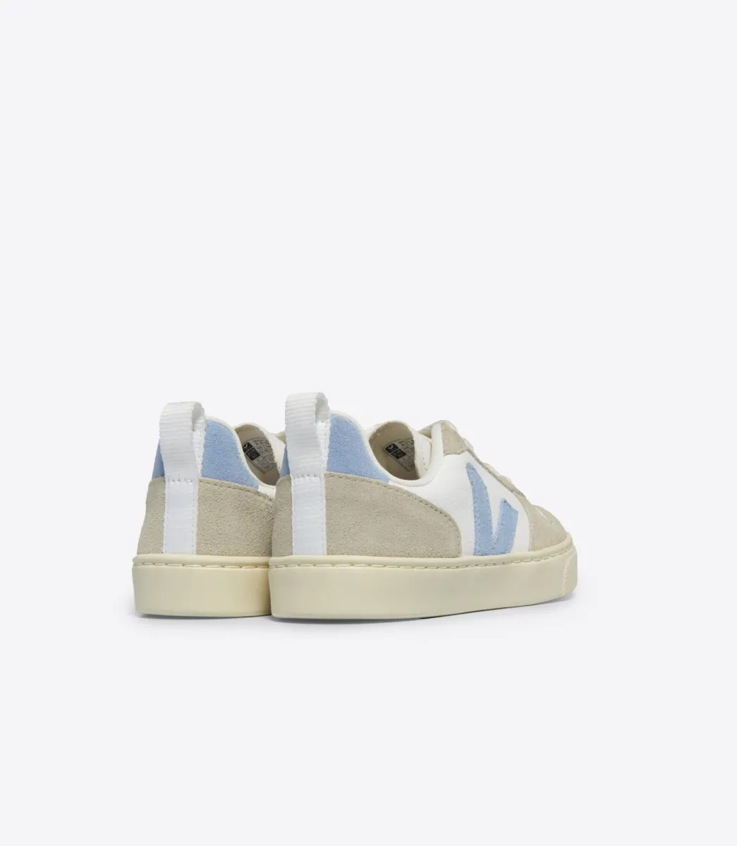Kids VEJA V-10 LACES WHITE STEEL ALMOND