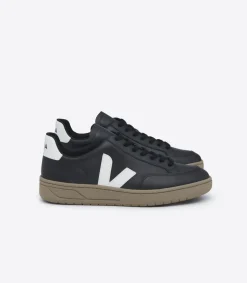 Women VEJA V-12 LEATHER BLACK WHITE DUNE