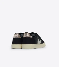 Kids VEJA V-12 LEATHER BLACK WHITE PLATINE