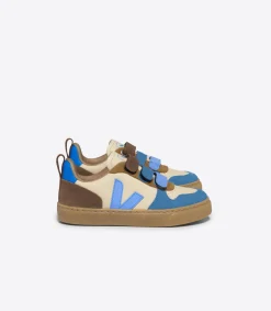 Kids VEJA V-10 LEATHER CREMA MULTICO AQUA